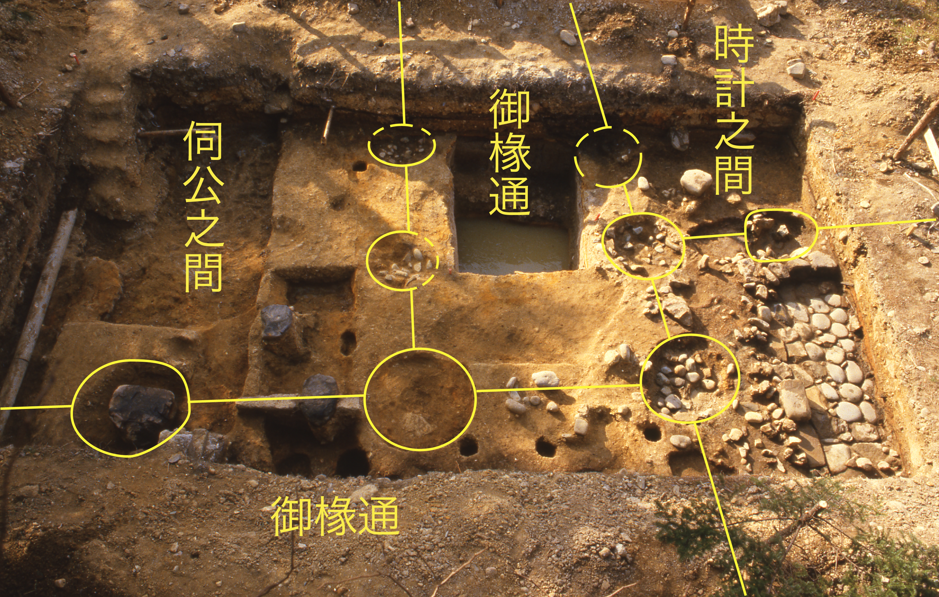 二の丸の建物の礎石跡